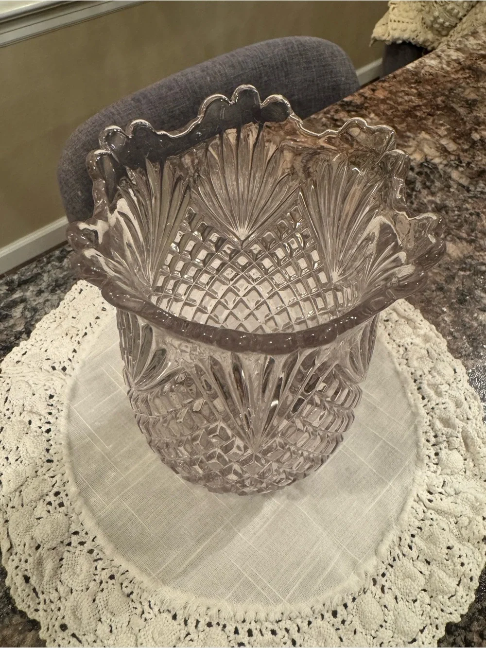 Crystal Cut Glass Decorative Vase - Clear